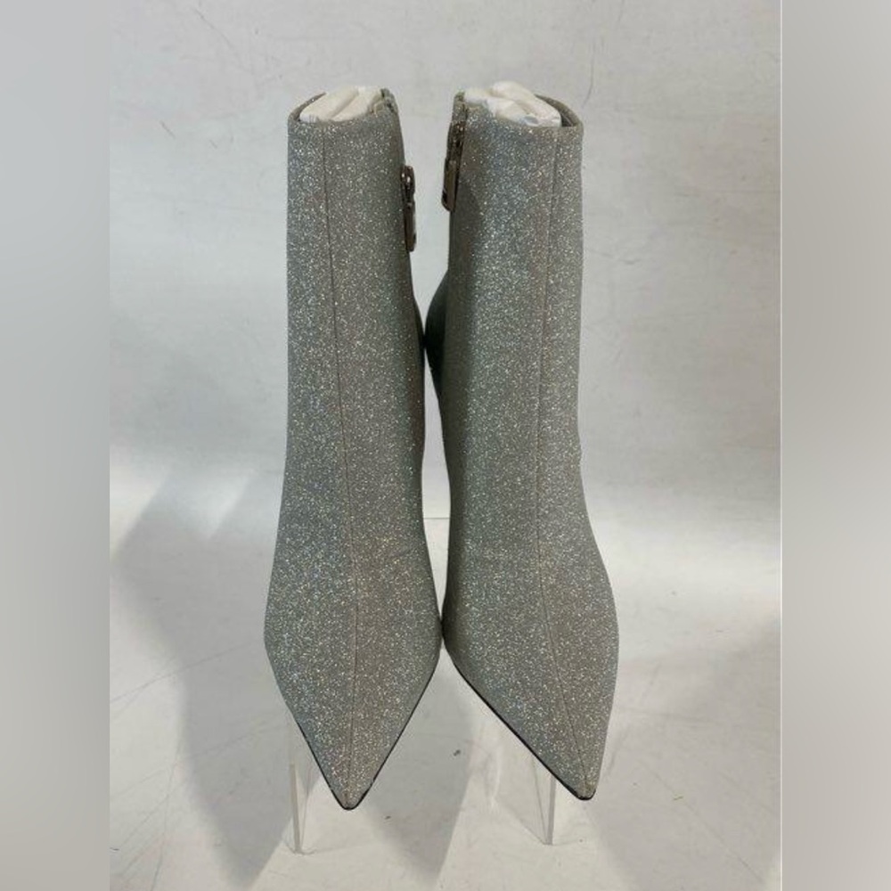 Good American Silver Sparkle Pointy Toe Stiletto Heel Boots - Women's